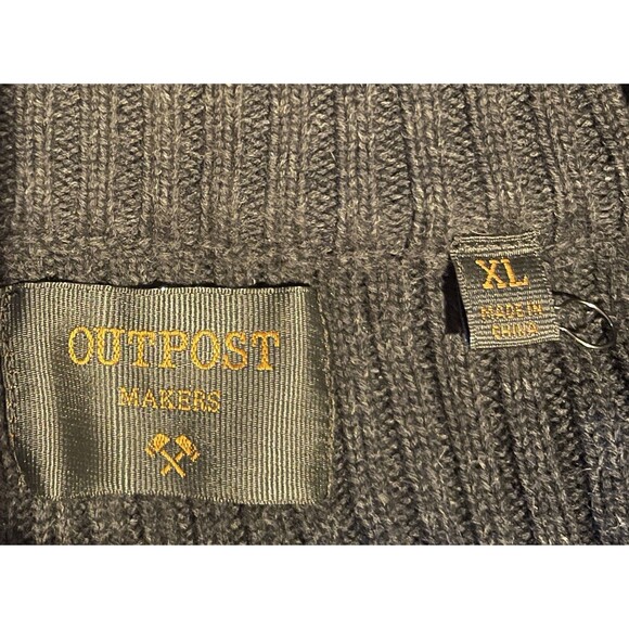 OUTPOST MAKER Charcoal Black Quarter Zip Thick Cotton Sweater Men's XL - Picture 2 of 8